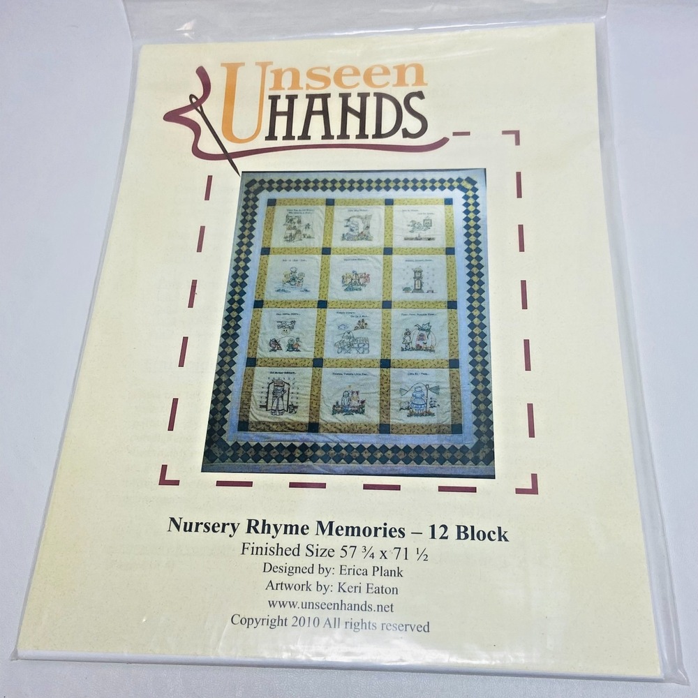 Quilt Pattern Unseen Hands Nursery Rhyme‎ Memories Embroidery Uncut Erica Plank